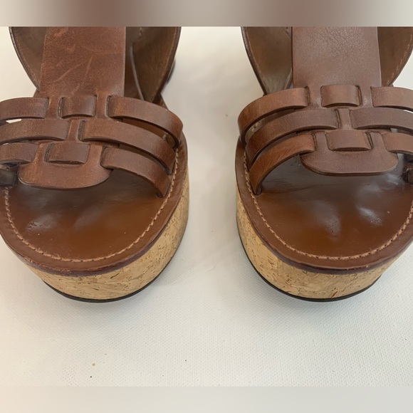 Tory Burch Leslie Brown Cork Platform Wedge Sandals 9 - Picture 8 of 10